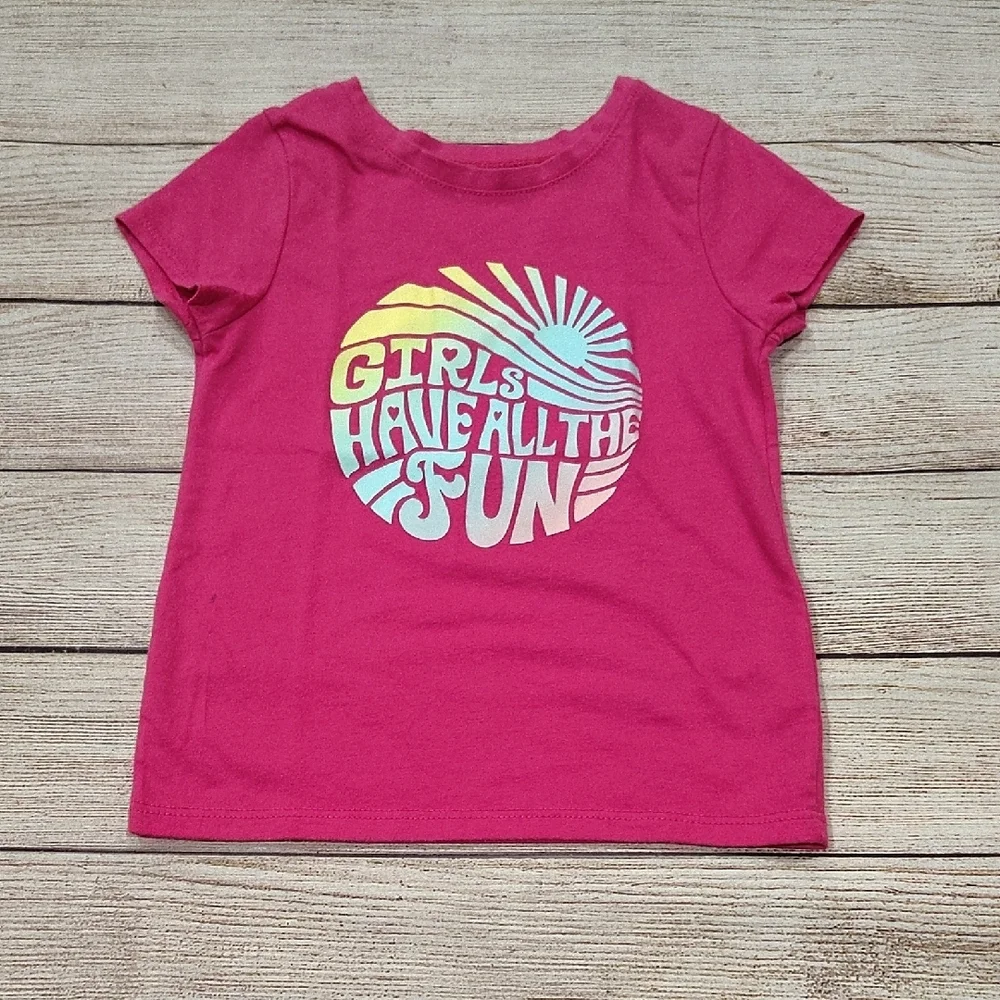 Pink Kids T-Shirt - Girls Have All The Fun - Picture 2 of 3